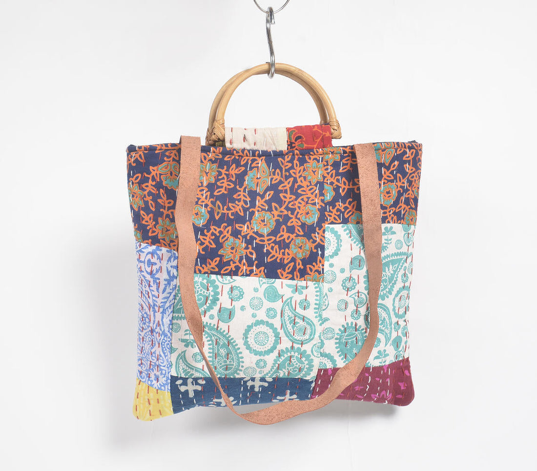 Abstract Patchwork &amp; Kantha Tote Bag Eco-1