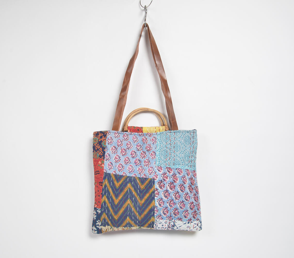 Abstract Patchwork &amp; Kantha Tote Bag Eco-2