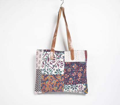 Abstract Patchwork &amp; Kantha Tote Bag-0