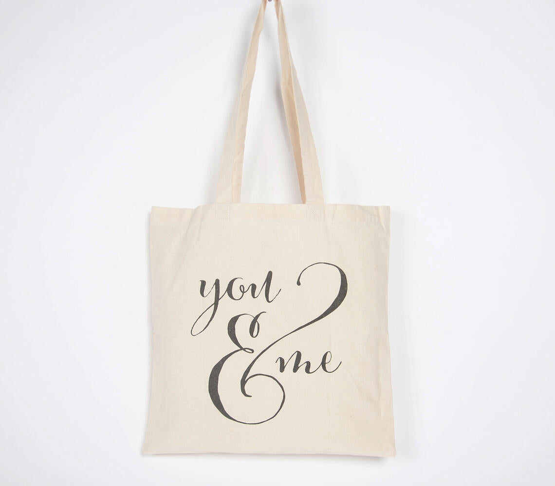 You &amp; Me Cotton Canvas Tote Bag-0