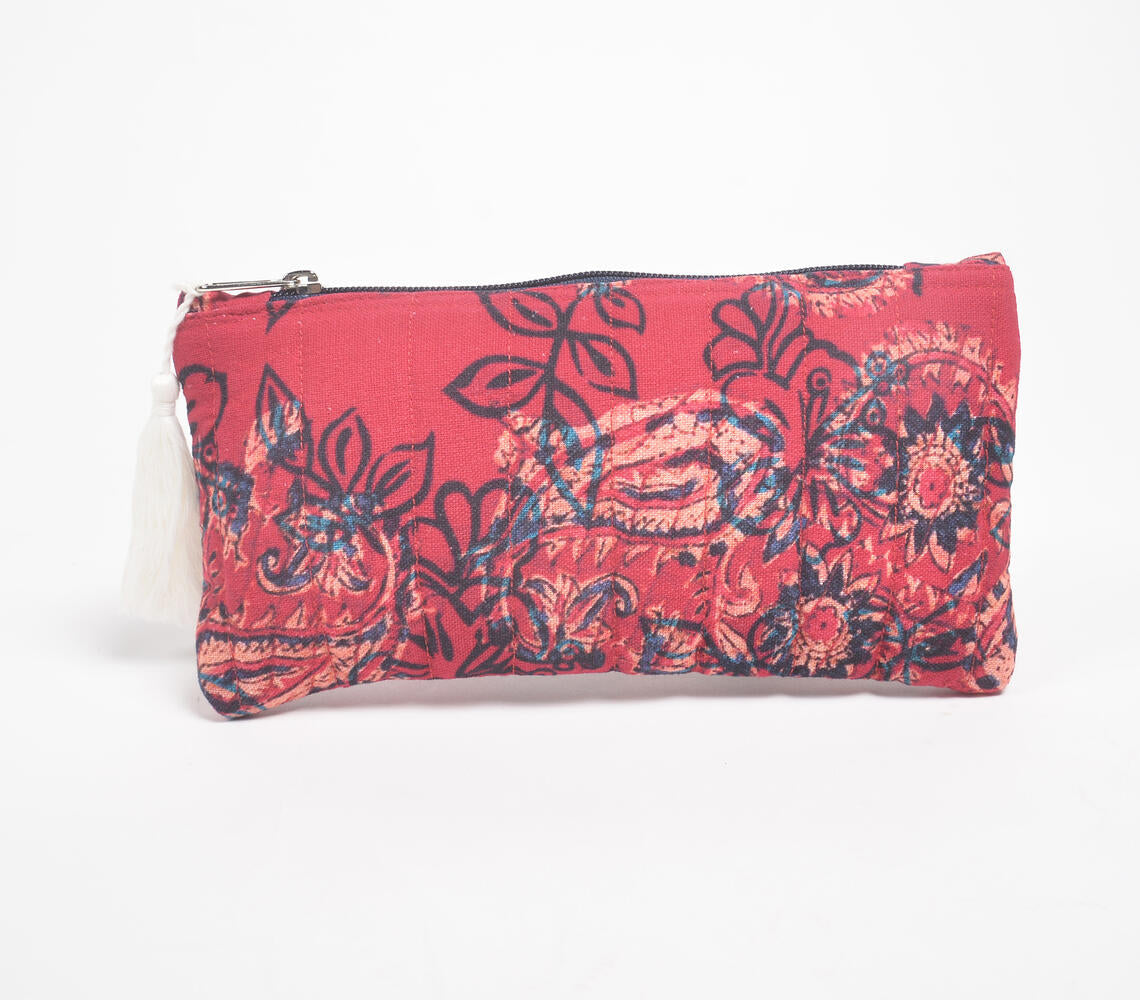 Stripe-Quilted Paisley Printed Pouch-1