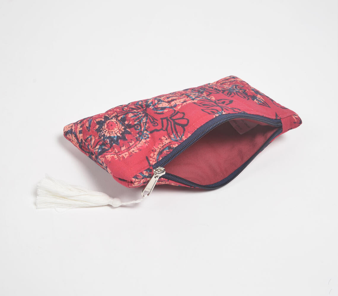 Stripe-Quilted Paisley Printed Pouch-2