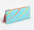 Stripe-Quilted Cyan Abstract Pouch-0