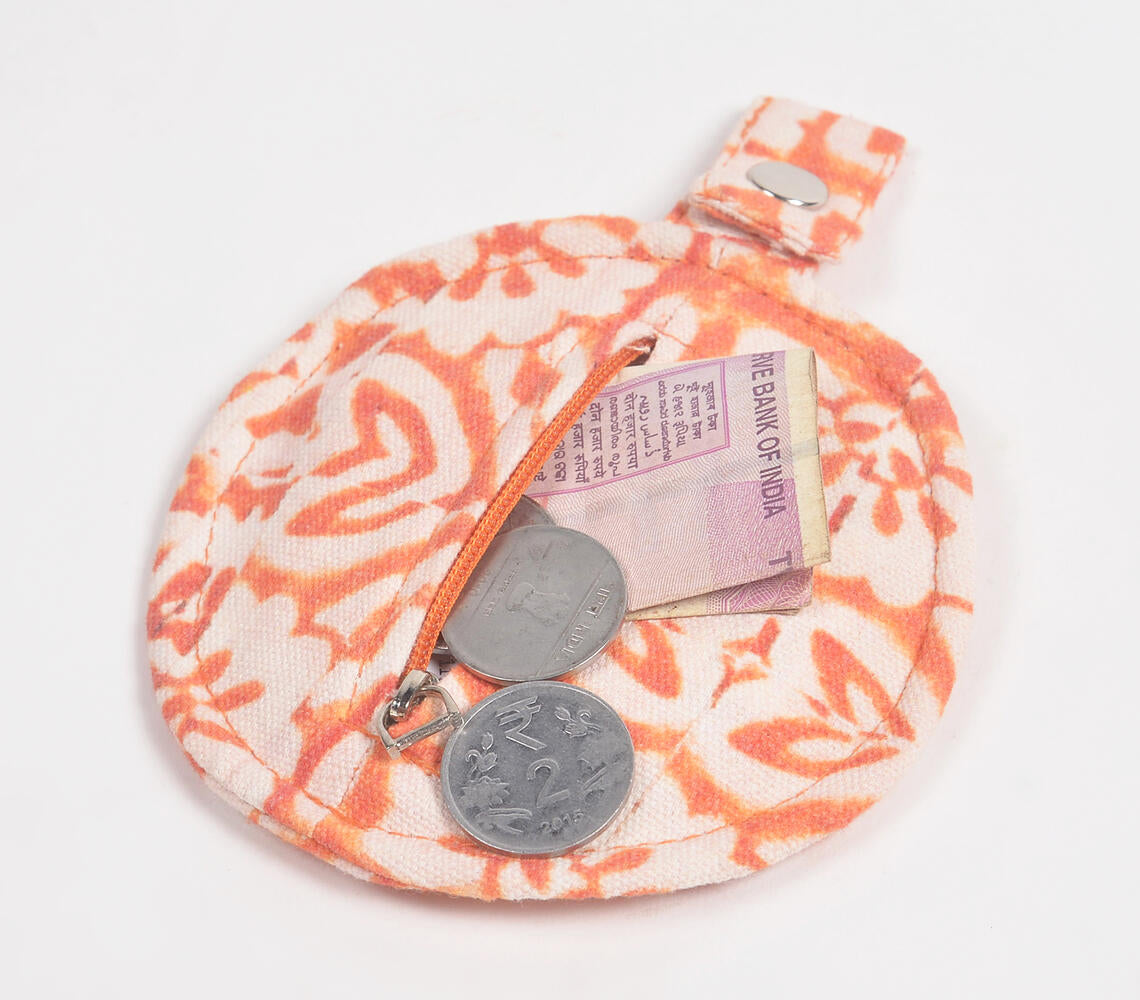 Printed Orange Mini Pouch-0