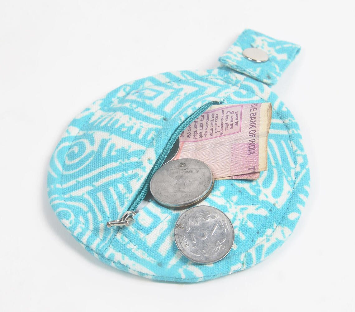 Printed Sky Blue Mini Pouch-0