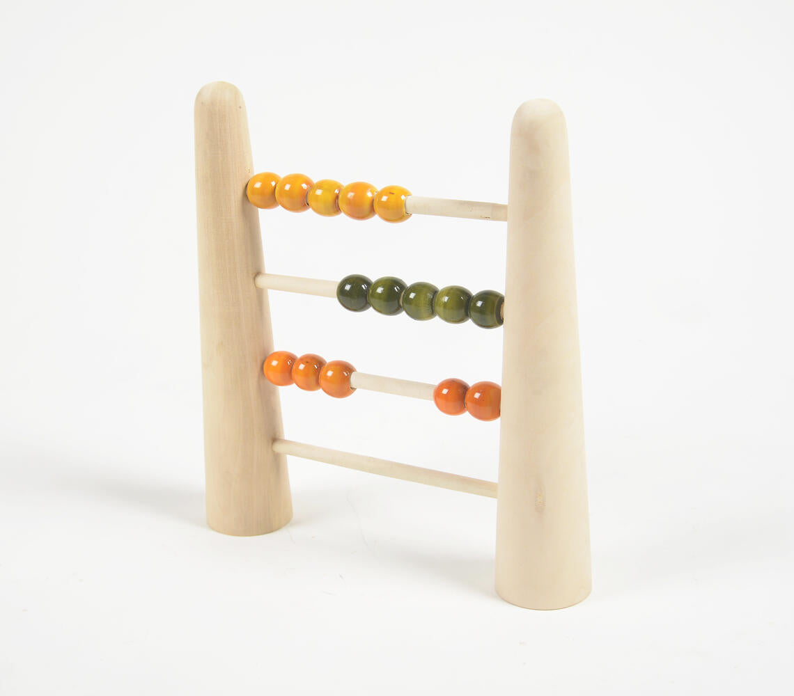 Turned &amp; Lacquered Acacia Wood Abacus for Kids-1