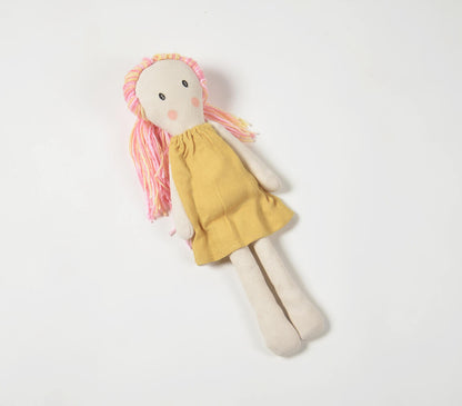 Handmade Pink-Haired Plush Rag Doll-1