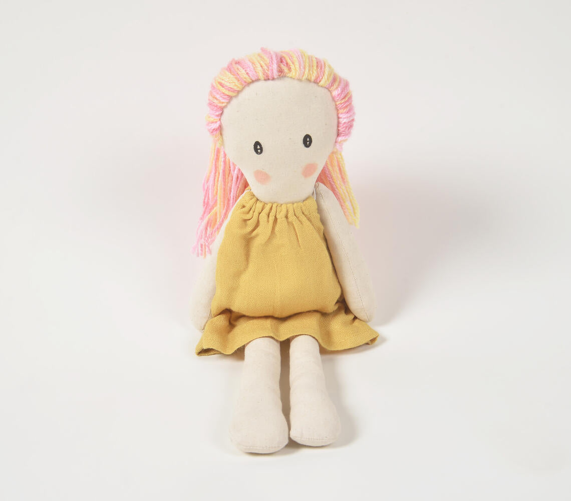 Handmade Pink-Haired Plush Rag Doll-2