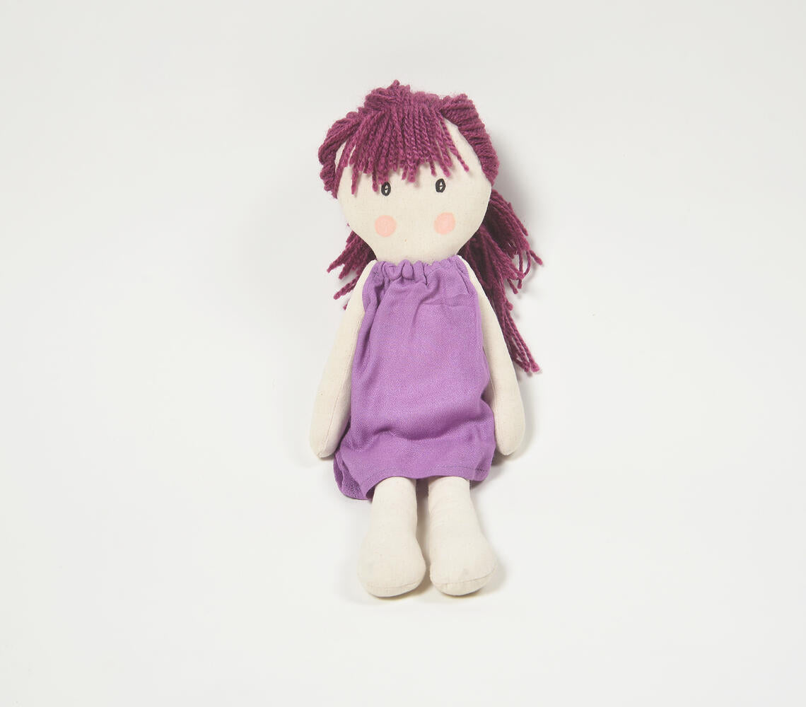 Handmade Purple-Haired Plush Rag Doll-2