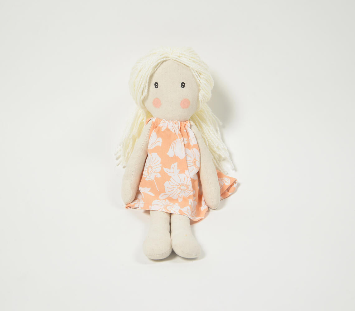 Handmade Blonde-Haired Plush Rag Doll-2