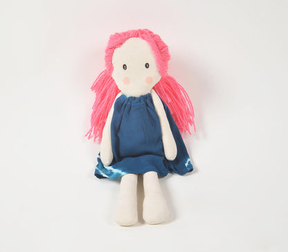 Handmade Neon-Haired Plush Rag Doll-2