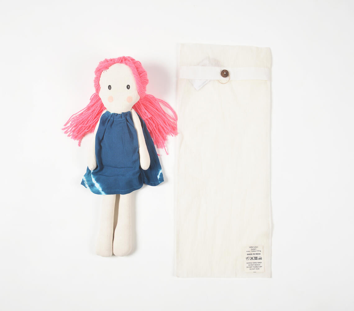 Handmade Neon-Haired Plush Rag Doll-3