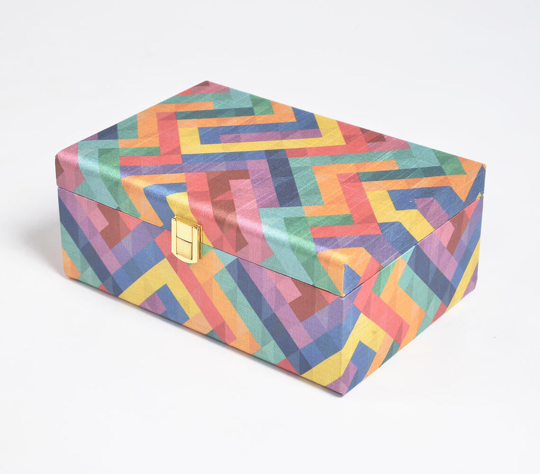 Chevron Shift Tusser Silk Jewelry Box-0