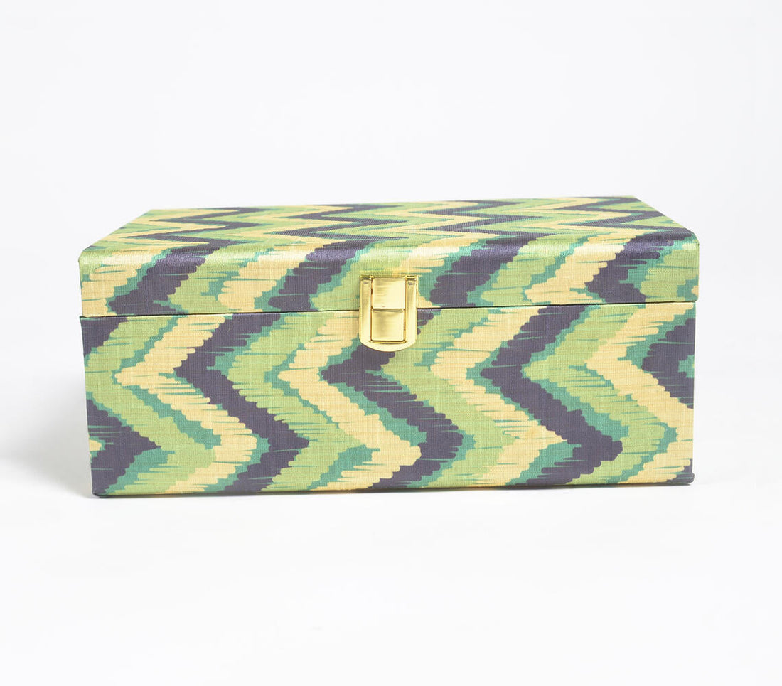 Forest Chevron Tusser Silk Jewelry Box-1