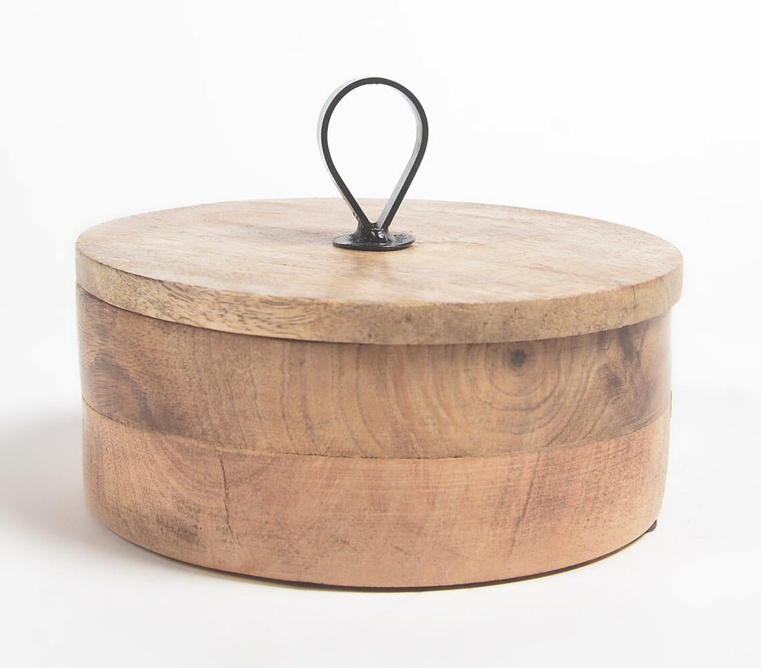 Earthy Round Wooden Jewelry Box-1