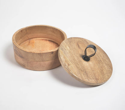 Earthy Round Wooden Jewelry Box-2