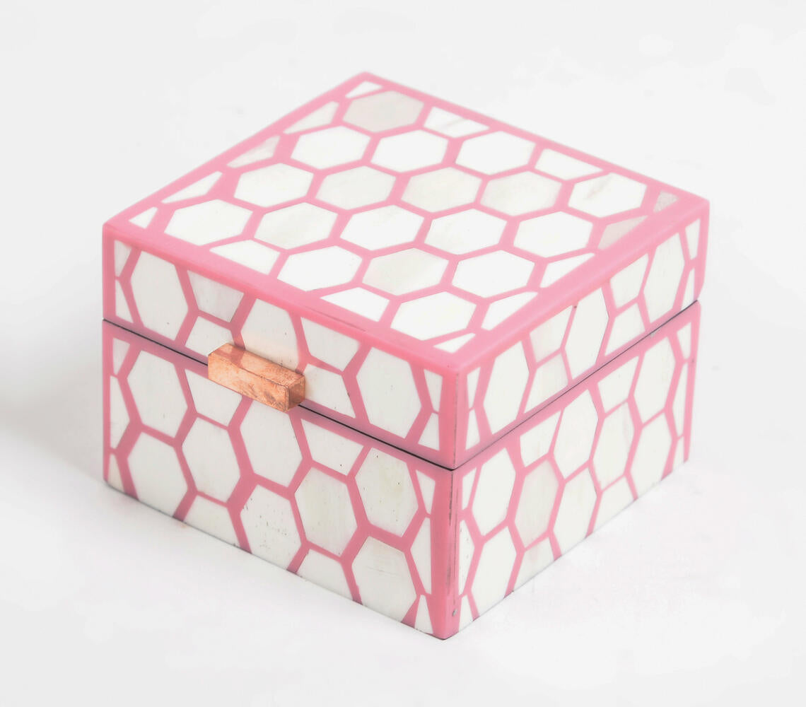 Honeycomb Pink MDF Jewelry Box-0