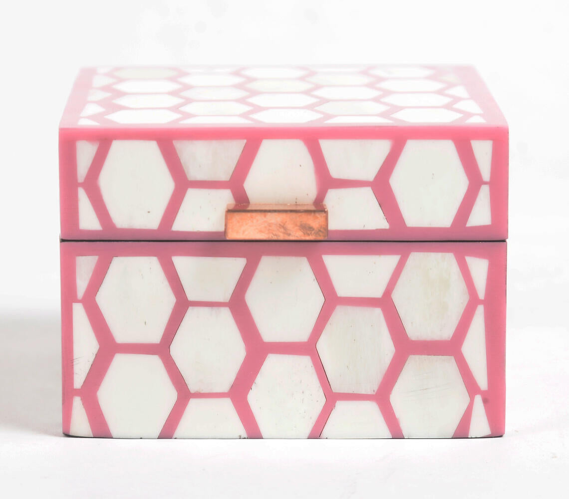 Honeycomb Pink MDF Jewelry Box-1