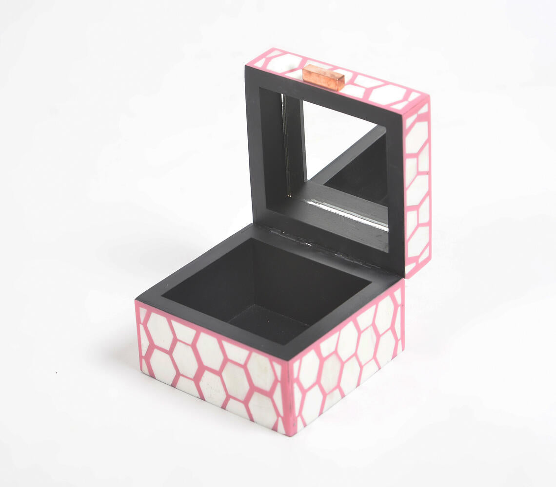 Honeycomb Pink MDF Jewelry Box-2