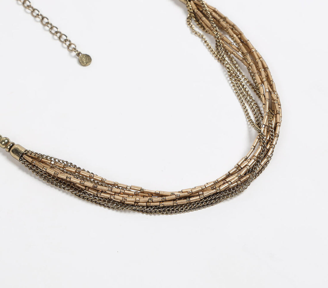 Metallic Beaded Layered Chain necklace-1