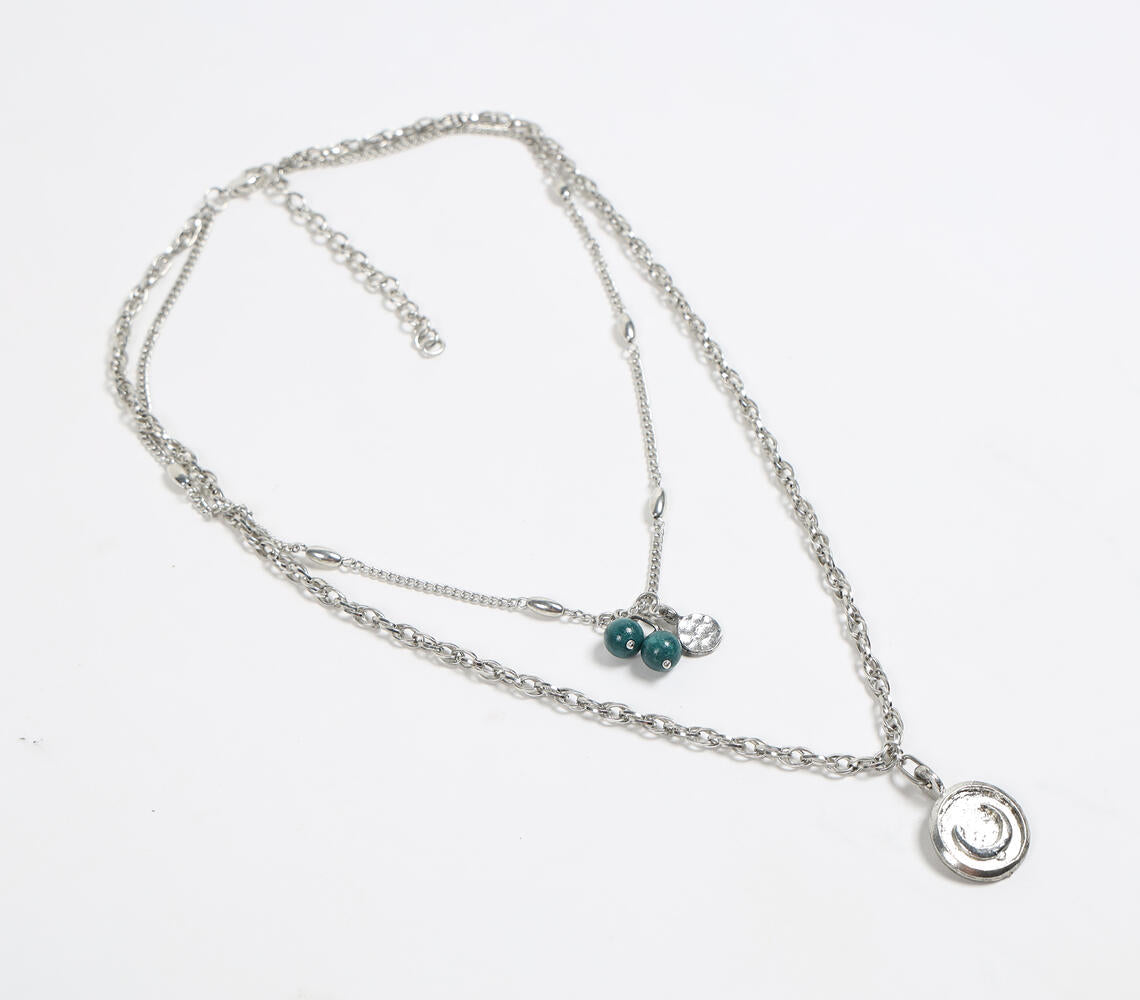 Metallic Chain Charm Layered necklace-0