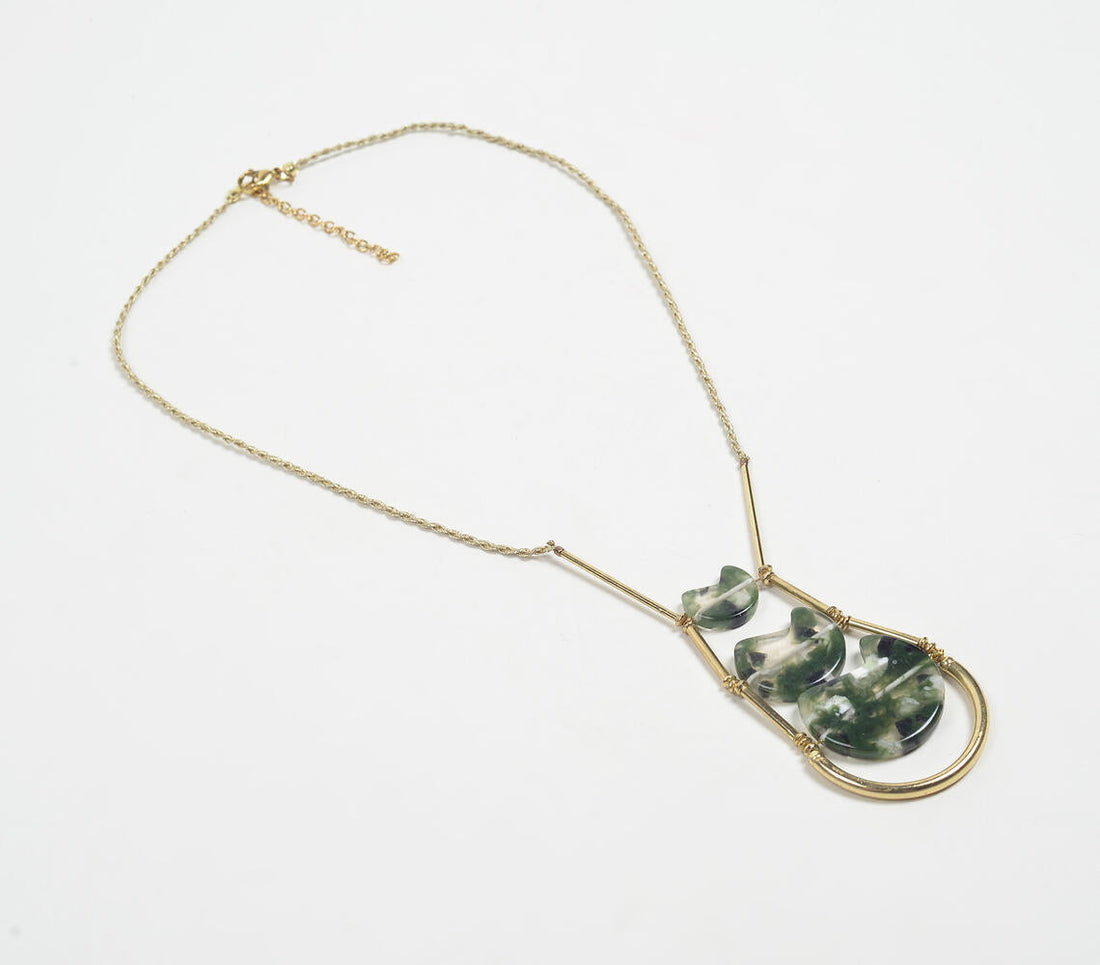 Turtle Resin &amp; Brass Y-Neck Necklace-0