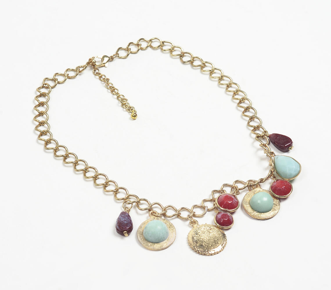 Boho Resin Stones on Brass Necklace-0