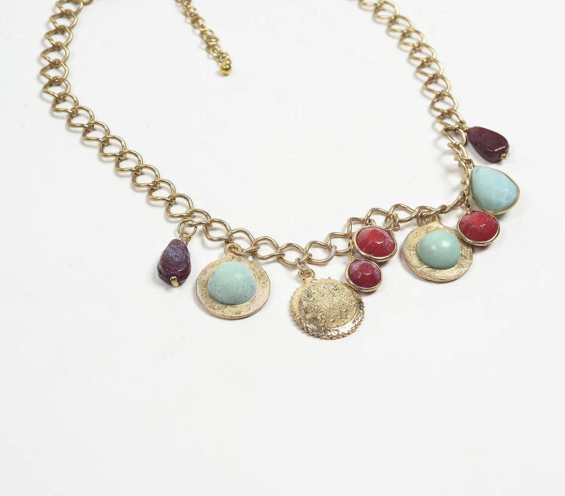 Boho Resin Stones on Brass Necklace-1