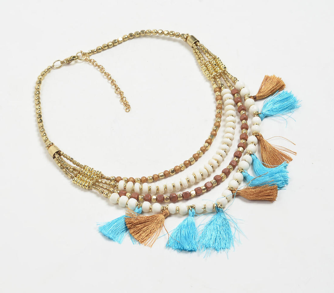 Multi-layer Tasseled Boho-chic Brass Necklace-0