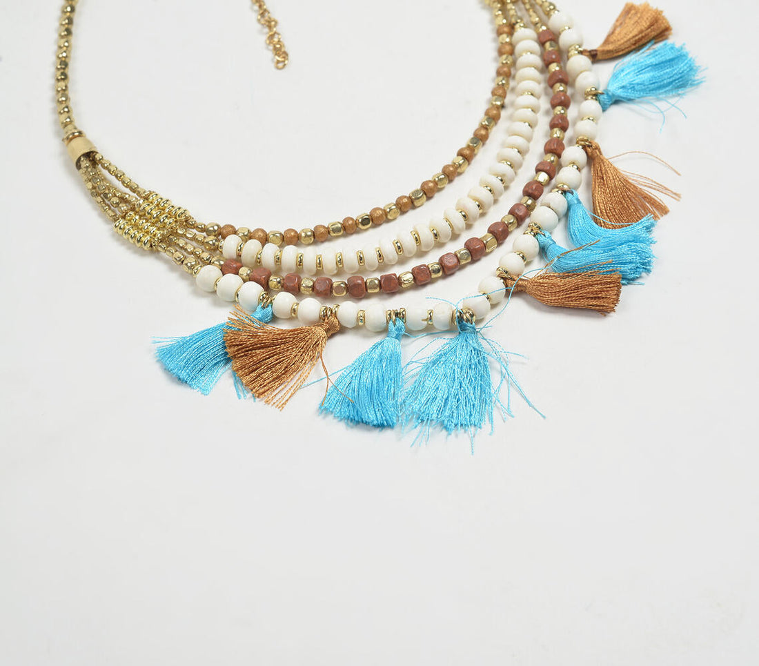 Multi-layer Tasseled Boho-chic Brass Necklace-1