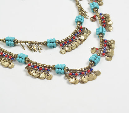 Beachy Beaded Metallic Layered necklace-1