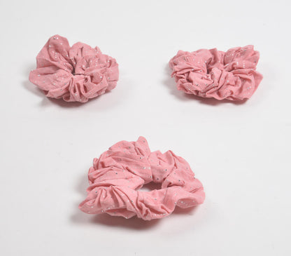 Luster striped baby pink scrunchie hair ties (set of 3)-0