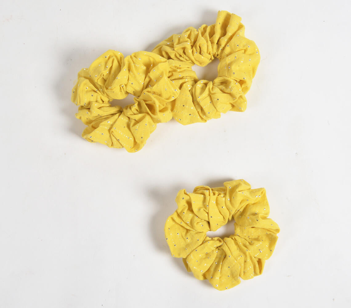 Luster Striped Lemon Scrunchie hair ties (set of 3)-1