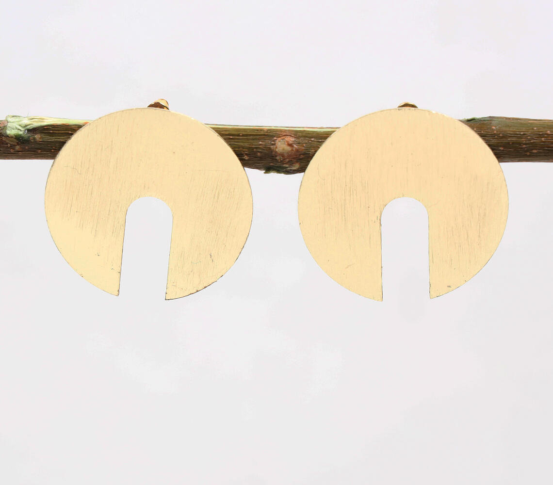 Circle Brass Stud Earrings-0