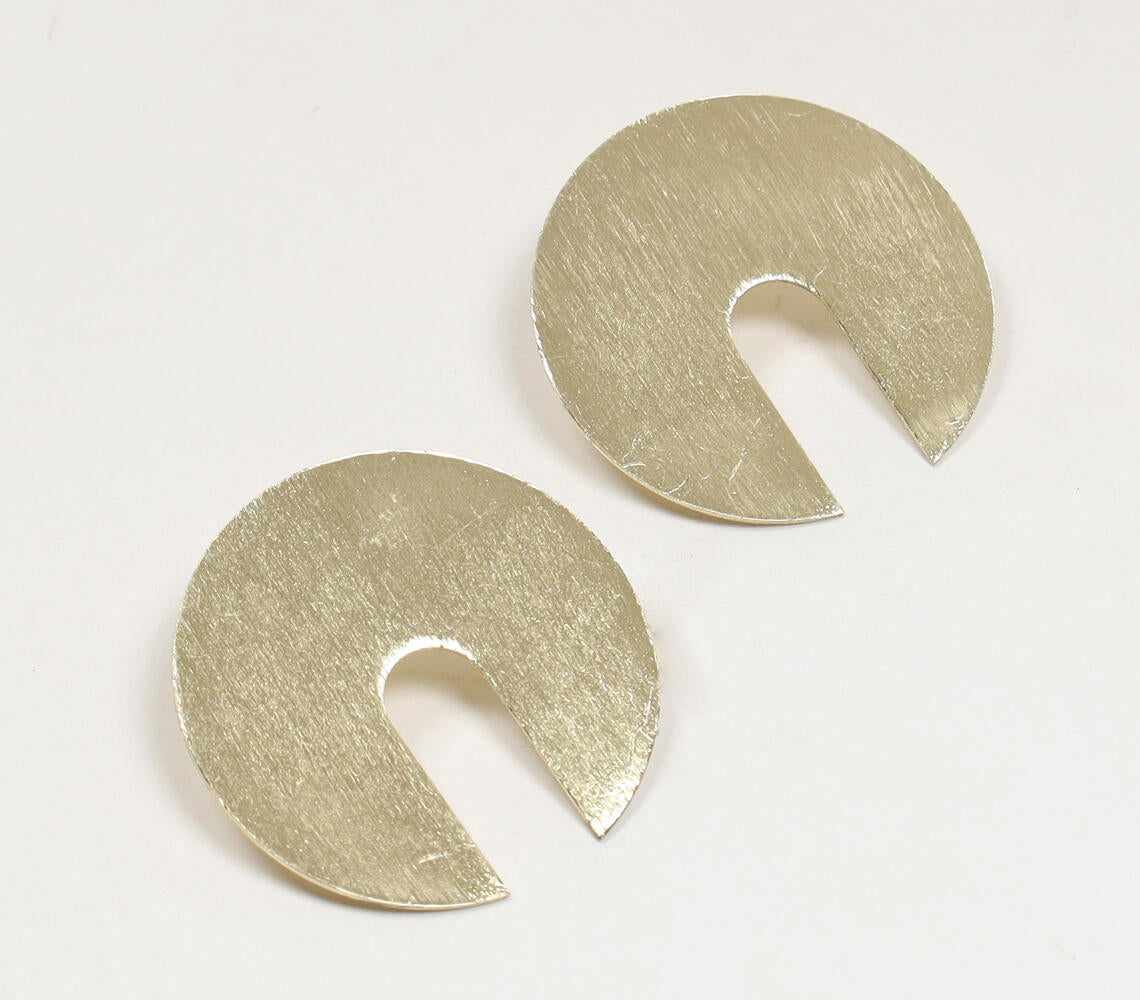 Circle Brass Stud Earrings-1