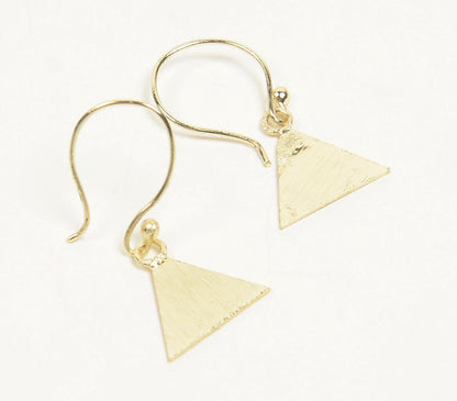 Gold-Toned Textured Metallic Triangular Wire-Hook Earrings-1