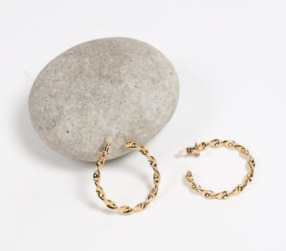 Gold-Toned Recycled Brass Helix C-Hoop Earrings-0