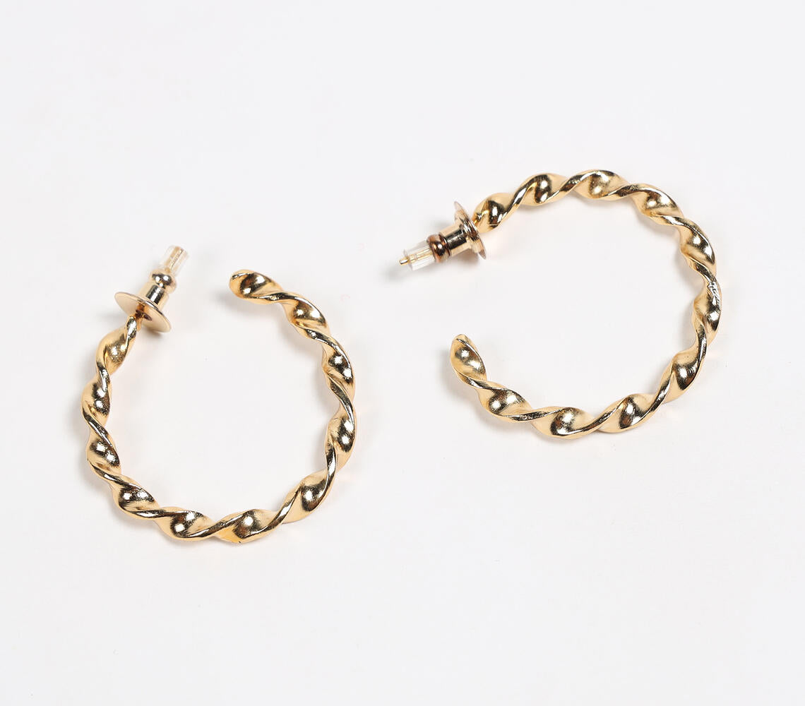 Gold-Toned Recycled Brass Helix C-Hoop Earrings-1