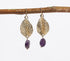 Gold-Toned Recycled Brass & Gemstone Botanical Dangle Earrings-0