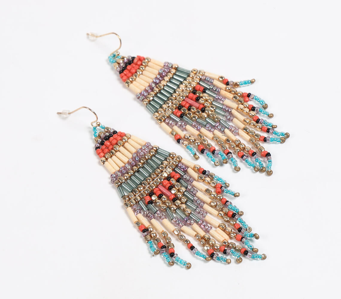 Czech Seed Beads Multicolor Dangle Earrings-1