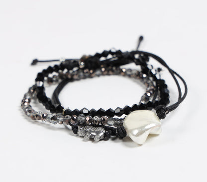 Glass Crystal Beads Black Bracelet-0