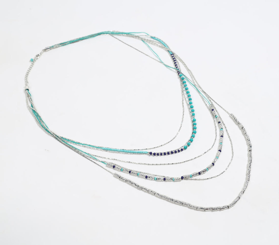 Glass Crystal Beads Layered Necklace-0