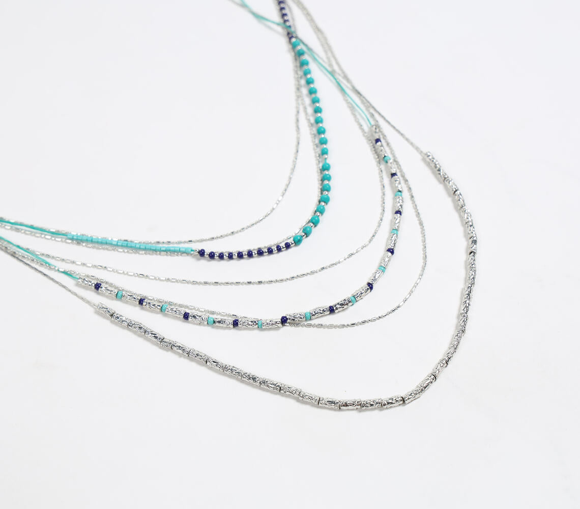 Glass Crystal Beads Layered Necklace-1