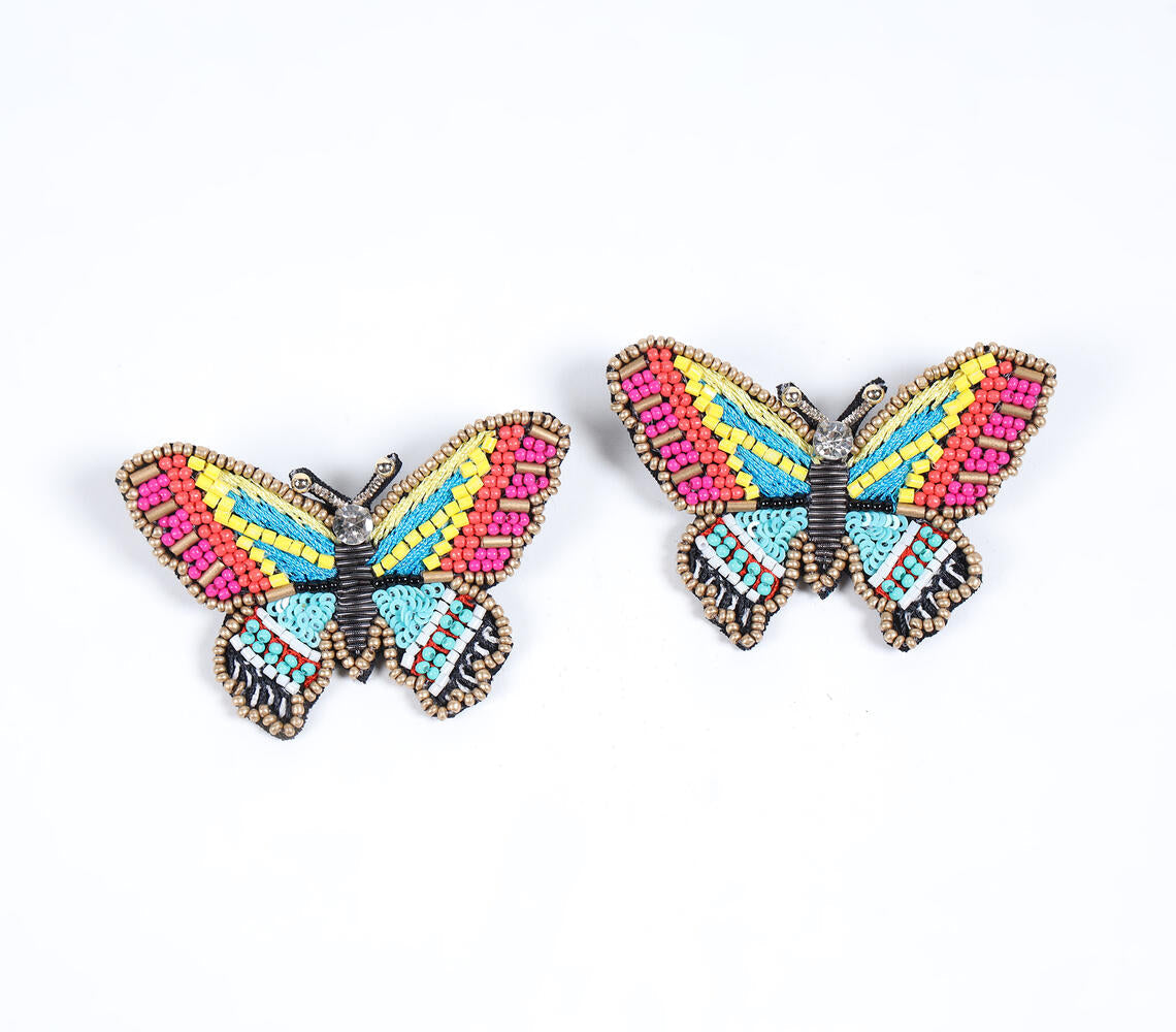 Handmade Beaded Butterfly Brooches (Set of 2)-1