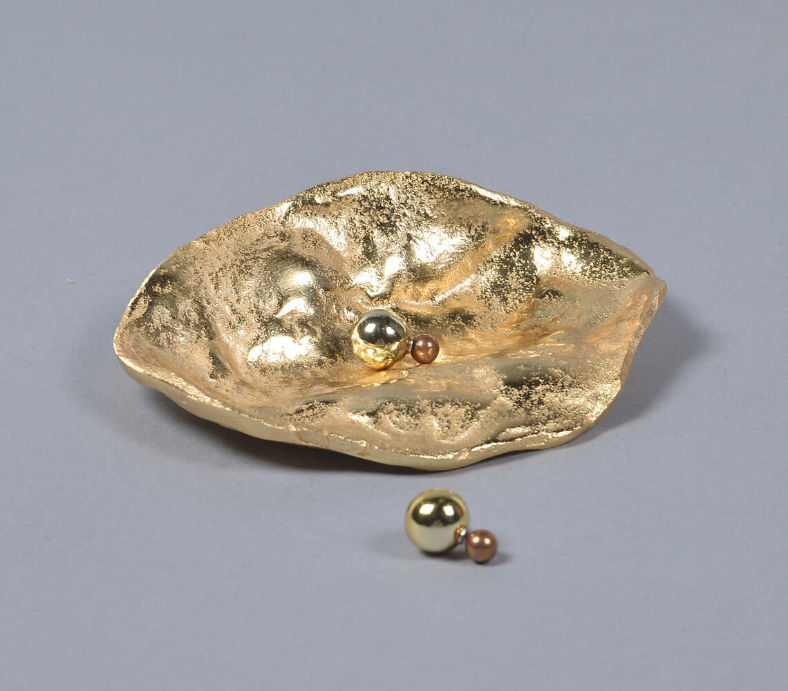 Lacquered Aluminium Golden Trinket Dish-0