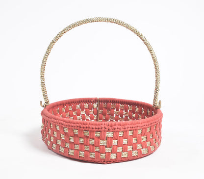 Handwoven Red Basket with Handle-0