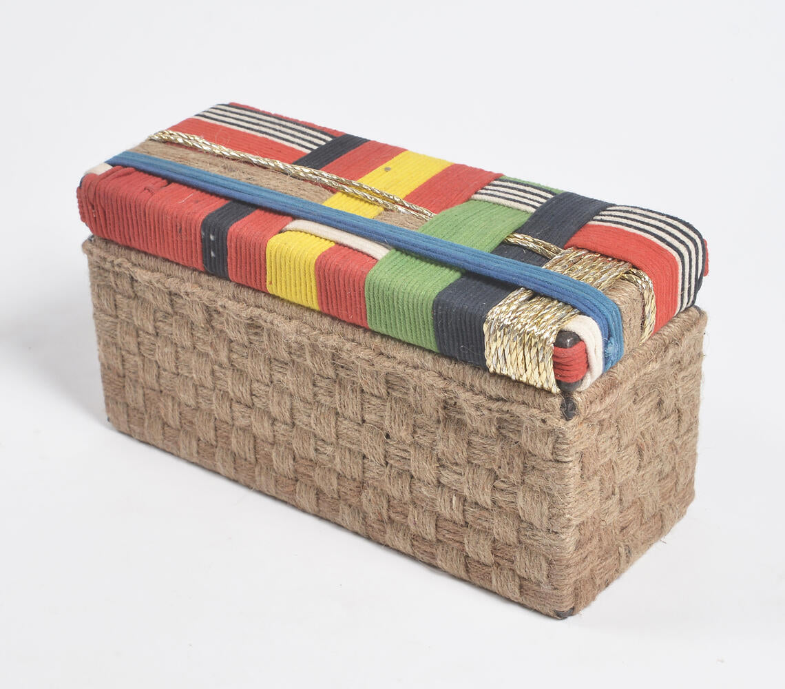 Jute &amp; Recycled Cotton Wine Box-0