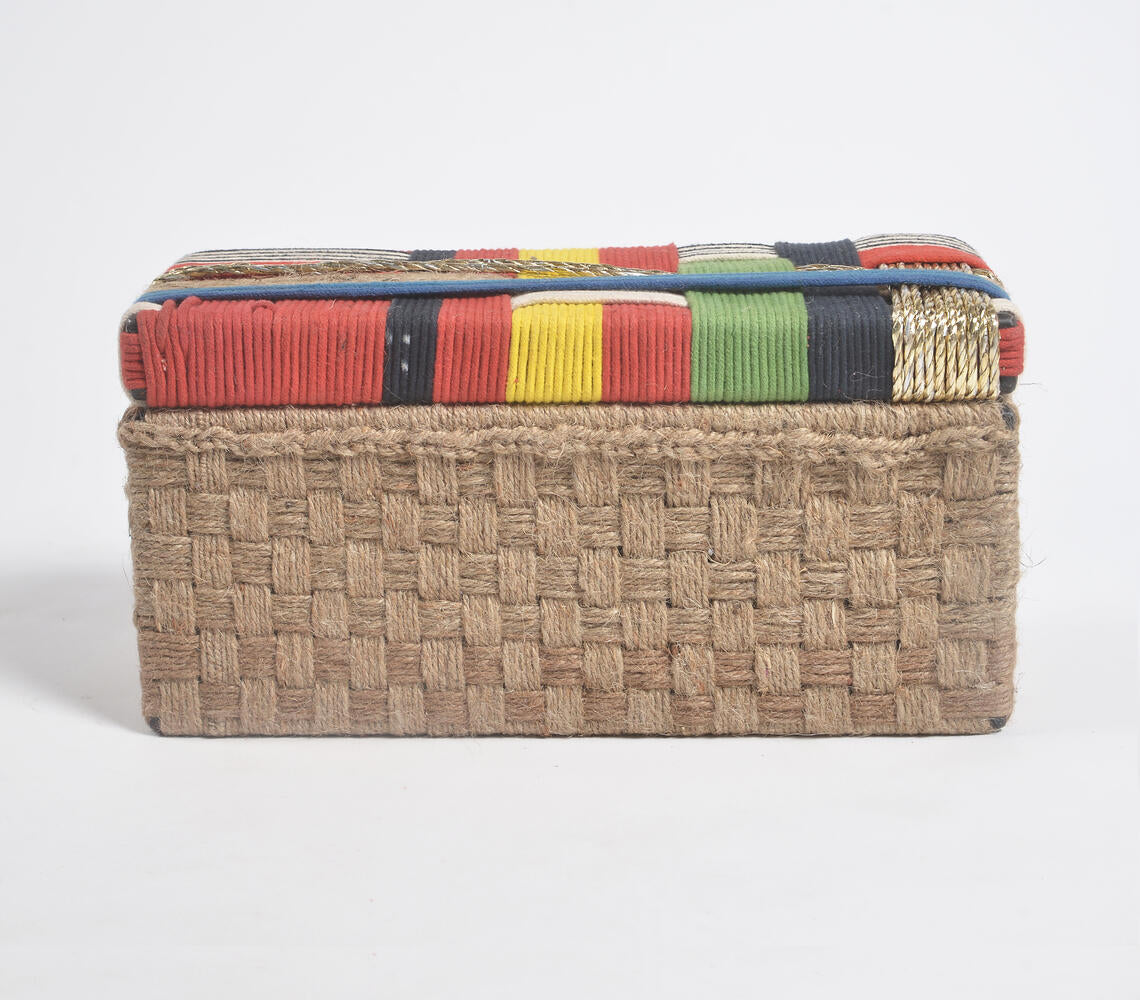 Jute &amp; Recycled Cotton Wine Box-3