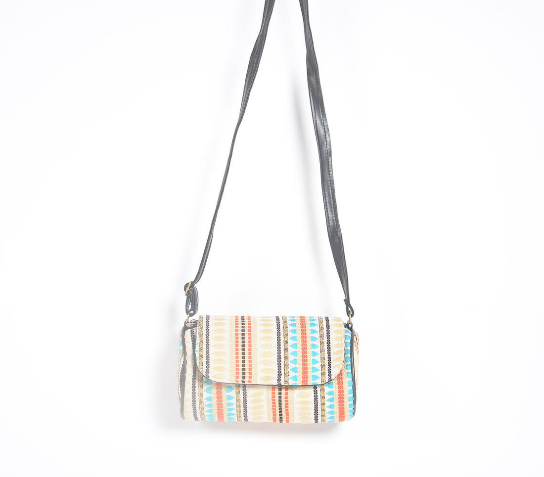 Boho Woven Cylindrical Sling Bag-0