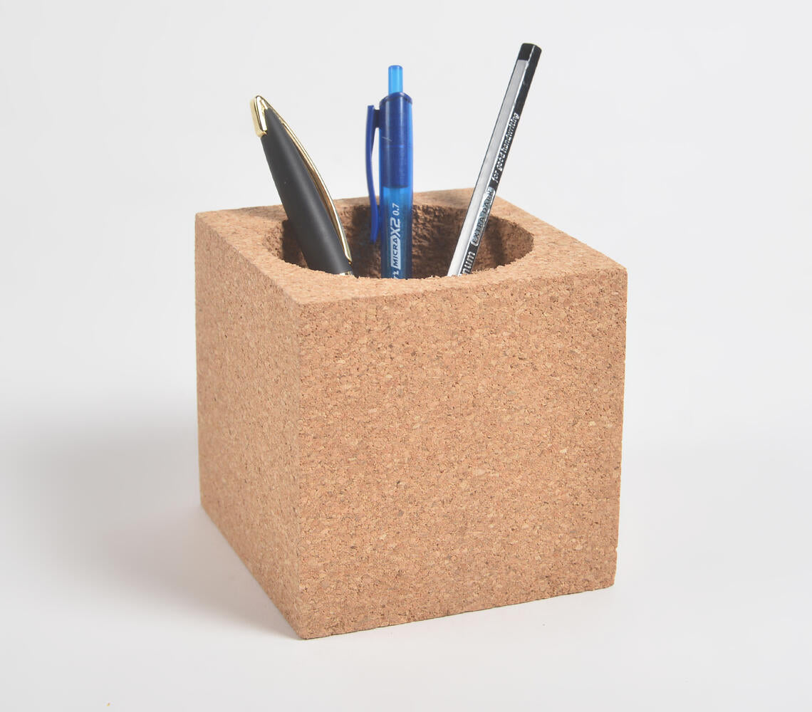 Minimal Rectangular Cork Pen Holder-0